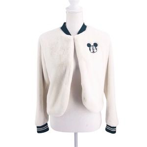 Disney Faux Fur Mickey Mouse Bomber Jacket Size XS Mickey Turns 90 Merchandise